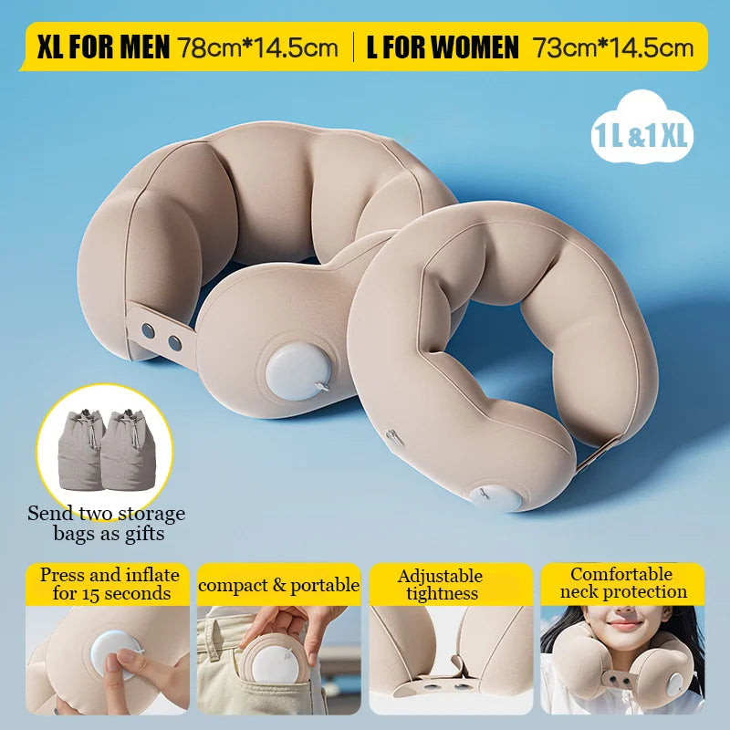 Travel Pillow Inflatable U-Shape Neck Pillow Portable Cervical Orthopedic Protection Airplane Neck Pillows Travel Essentials