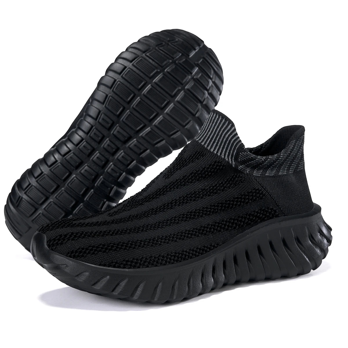 Men's Slip On Casual Sport Shoes Comfortable Knitted Fabric Non-Slip EVA Sole Soft Walking Shoes Women's Sneakers Unsiex Loafers