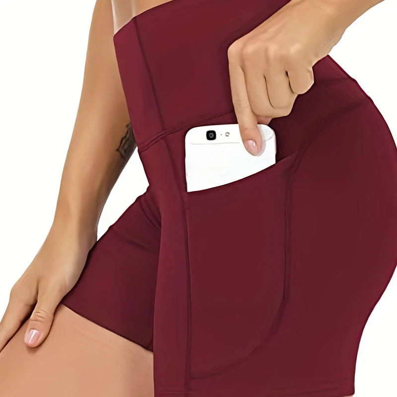 High Waist Push Up Fitness Sports Shorts Women 2026 Summer Quick Drying Pocket Cycling Shorts Woman Solid Tights Yoga Shorts