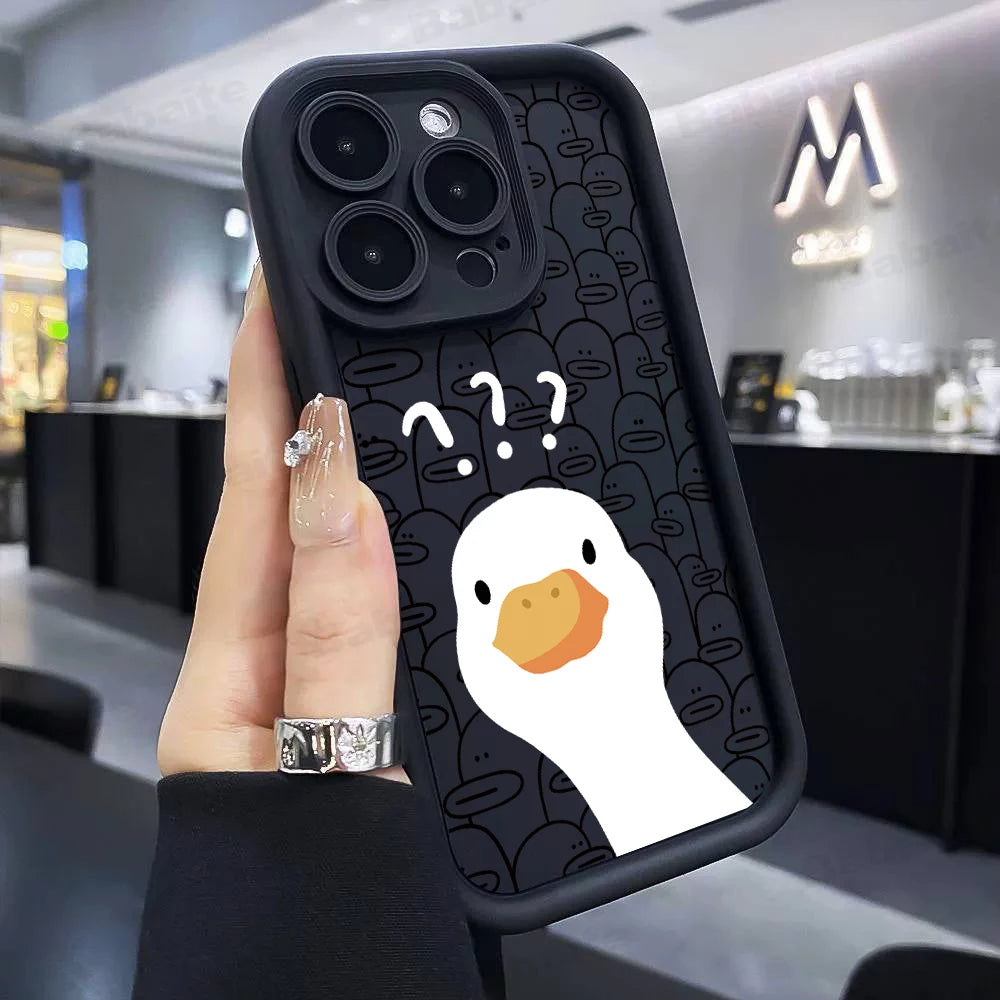 Cartoon Duck Goose Phone Case for iPhone 17e 17 16e 16 15 14 13 12 11 Air Pro Max Mini XR XS X 7 8 6 6s Plus Soft TPU Back Cover
