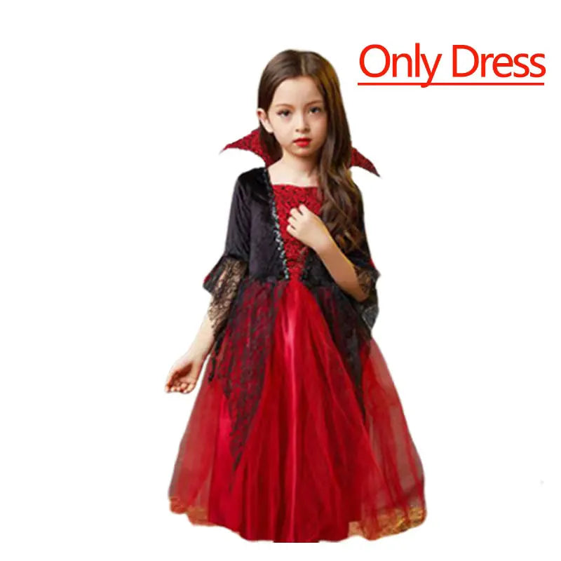 Halloween Costume for Girls Dress Scarlet Witch Vampire Devil Ghost Bat Carnival Party Dress Up Kids Cosplay Clothes