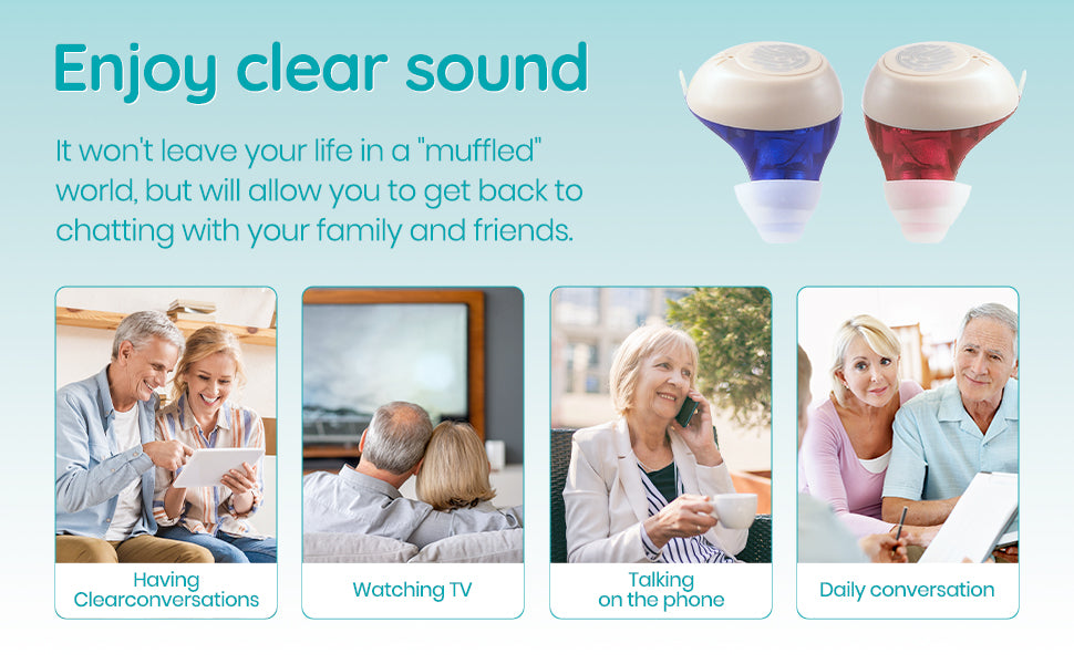 OTC Rechargeable Hearing Aid, Long Battery Life, Intelligent Noise Reduction, Excellent Comfort, Almost Invisible Hearing Aid