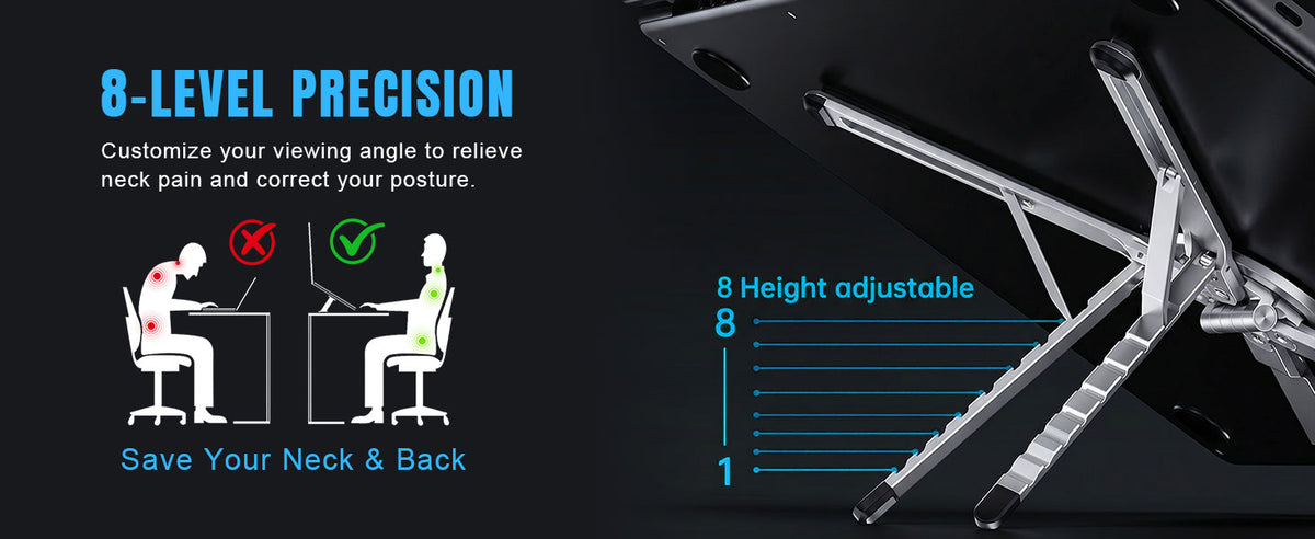 4 in 1 Foldable Laptop Stand Magnetic Phone Holder Aluminum Portable Desk Mount with Tripod Handle for Pro iPad Travel Vlogging