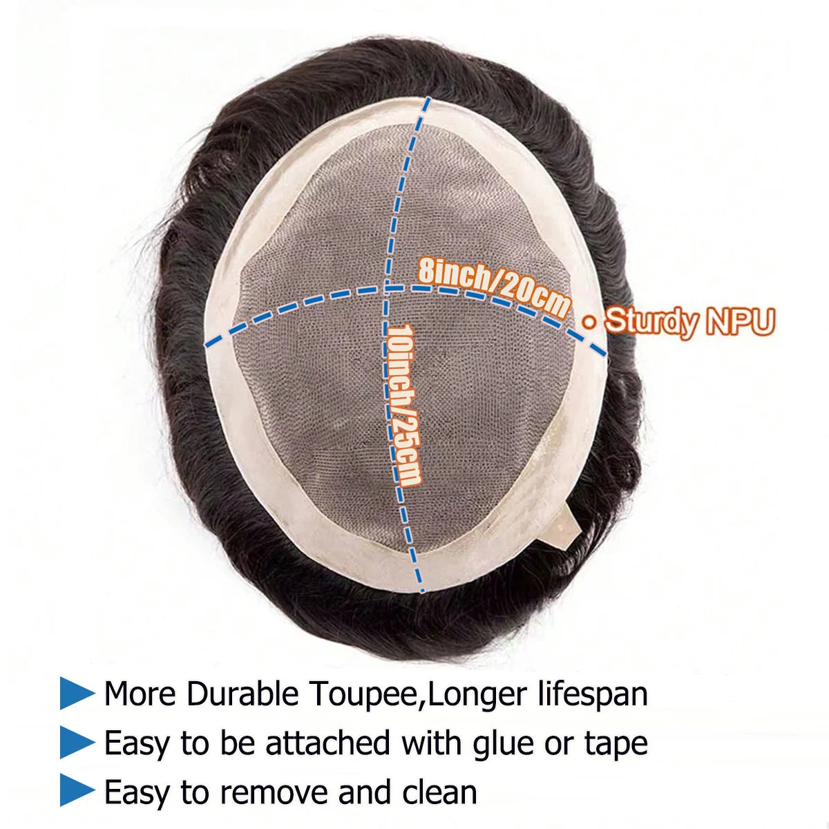 100% Human Hair Men's Toupee Fine Mono Base With Poly Skin Around Natural Men's Hair Replacement system Durable Wigs for Men