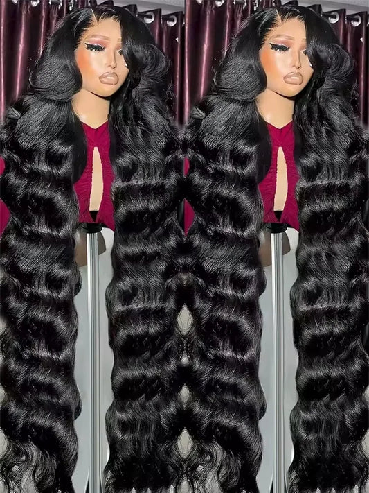 30 36Inch HD Transparent 13x4 13x6 Body Wave Lace Front Wig Full Lace Frontal Human Hair Wig For Women 300 Density Prepluck 300%