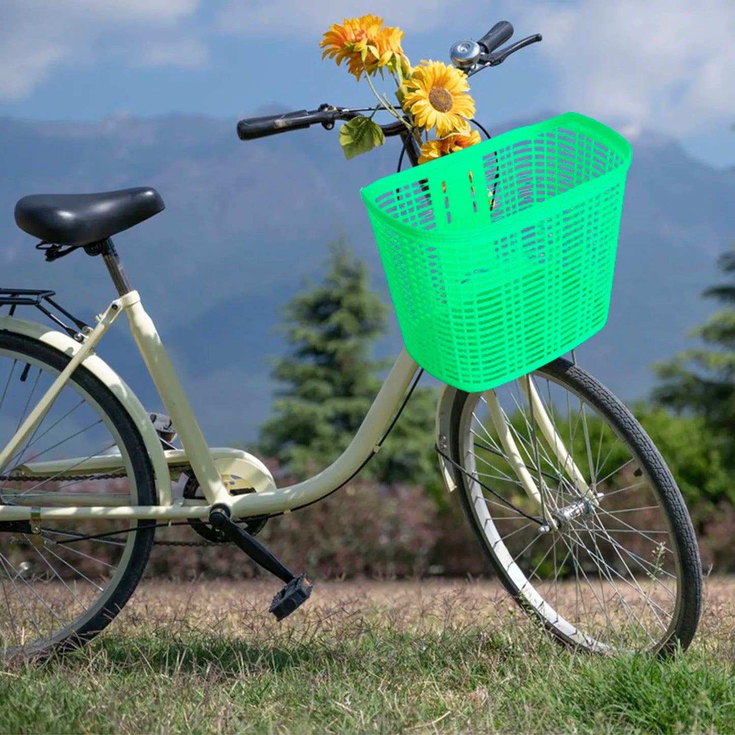 Bicycle Basket Kids Adults Bike Front Basket Pet Carrier Large Storage Box for Camping Grocery Shopping