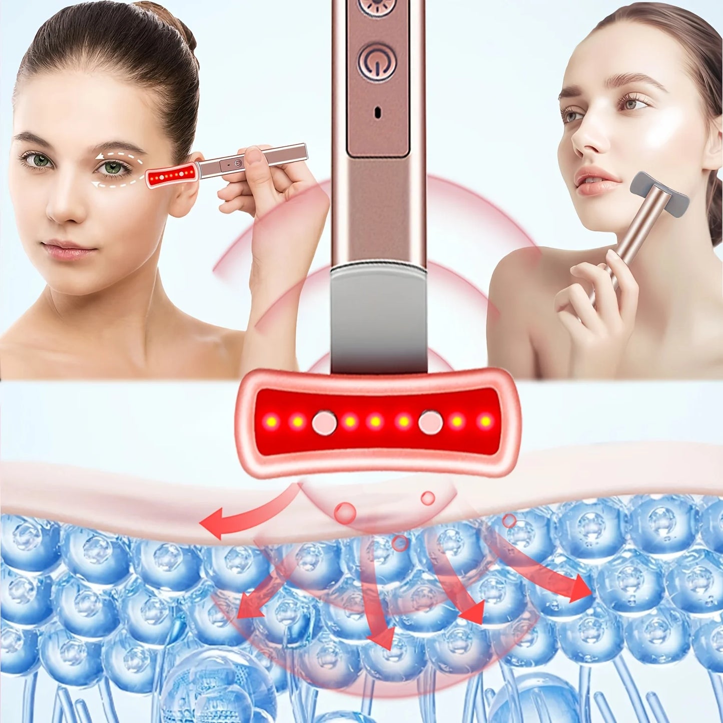 Eye Beauty Device, Multifunctional Facial and Eye Care Stick, Vibration Massager, Eye Massager, Massage Beauty Device, Rechargeable Beauty Device, Eye and Facial Massage Stick, Great Partner for Skin Care, Portable Rechargeab