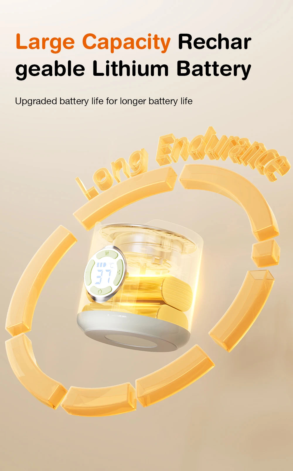 MAMIJOY Portable Baby Bottle Warmer 4 Gears Adjustable LED Display Prevent Dry Burn Tpye-c Interface For Multi-brand Bottles N38
