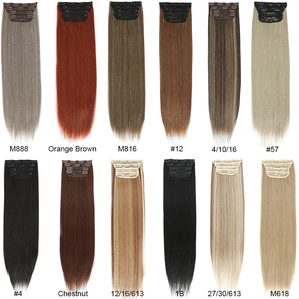 24Inches 200Grams M888 Ombre Blond 27/613 4Clips In Straight Hair Extensions Bio Heat Resistant Soft Nature Synthetic Hairpieces