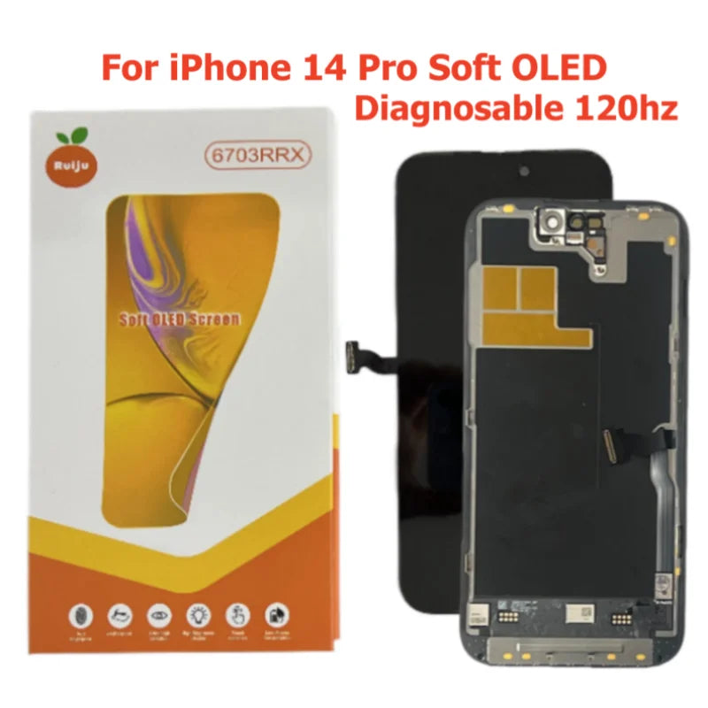 Diagnosable For iPhone 16 Pro Max Screen 17 15Pro 14Pro Max 16 15 Plus Display LCD with 3D Touch Digitizer Assembly Soft OLED RJ