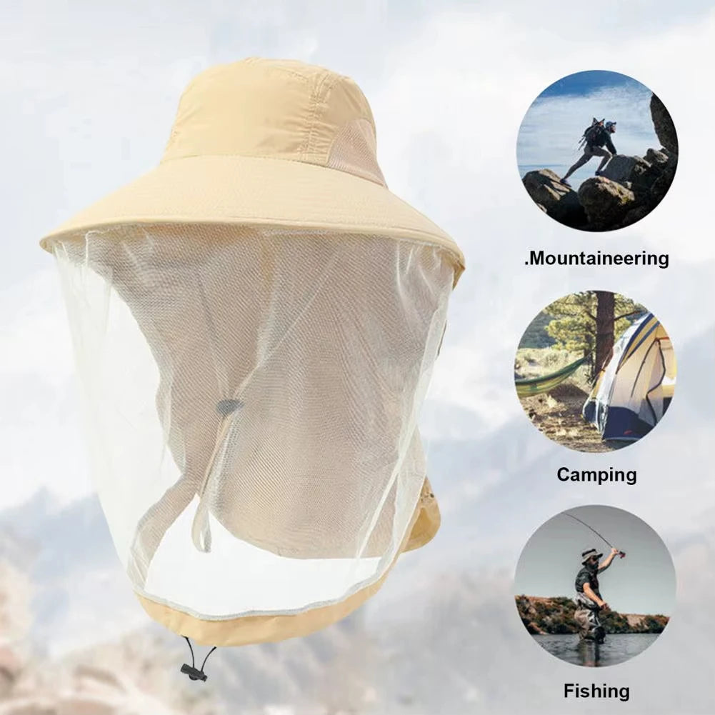 Anti-UV Sports Hat Fishing Insect Protective Cap Breathable Full-Mesh Head Net Hat Camping Hiking Hat Adjustable Unisex Hat