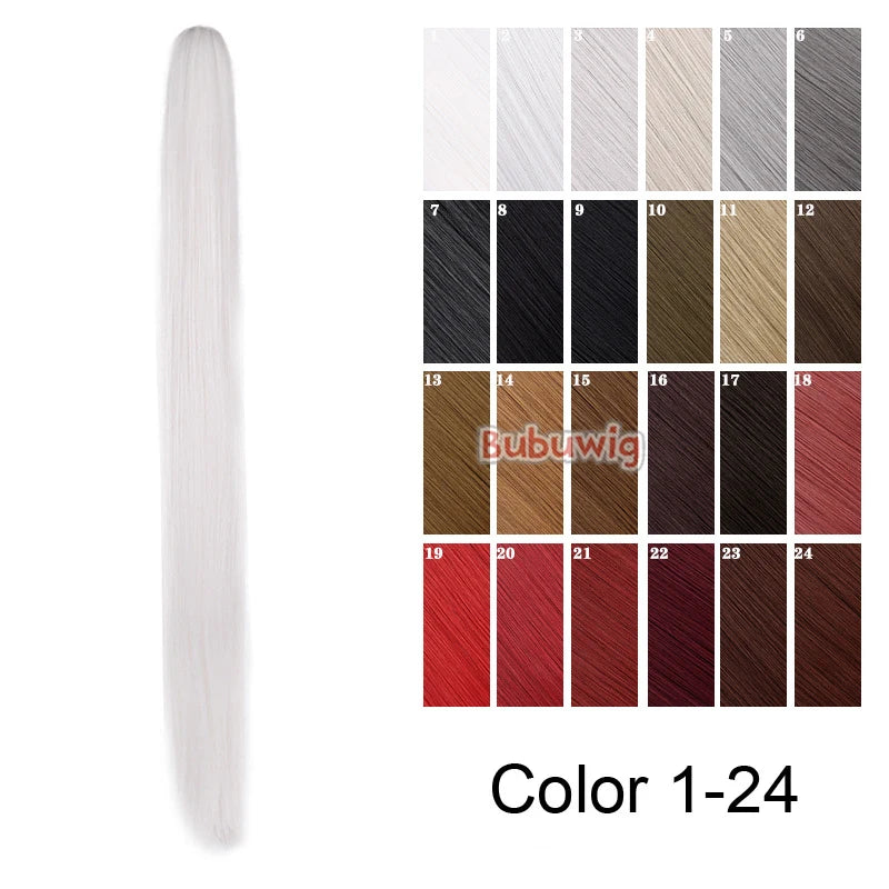 Bubuwig Synthetic Hair 30cm 60cm 90cm Single Ponytail Cosplay Wigs 100 Colors Pure Color Fashion Anime Ponytail Heat Resistant