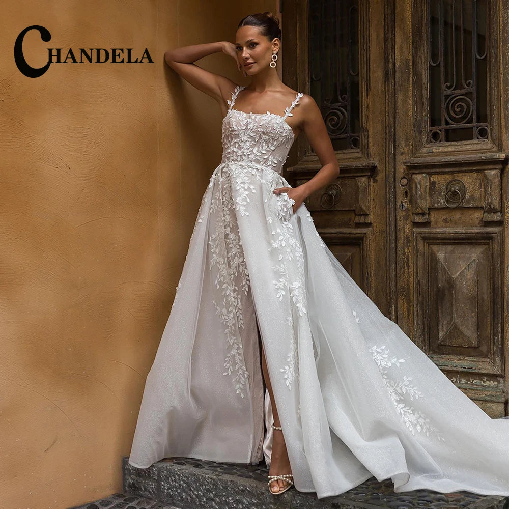 CHANDELA Off The Shoulder Princess Beach Wedding Dress For Women 2025 Sleeveless Bride Ruffles Bridal Gown Vestidos Customised