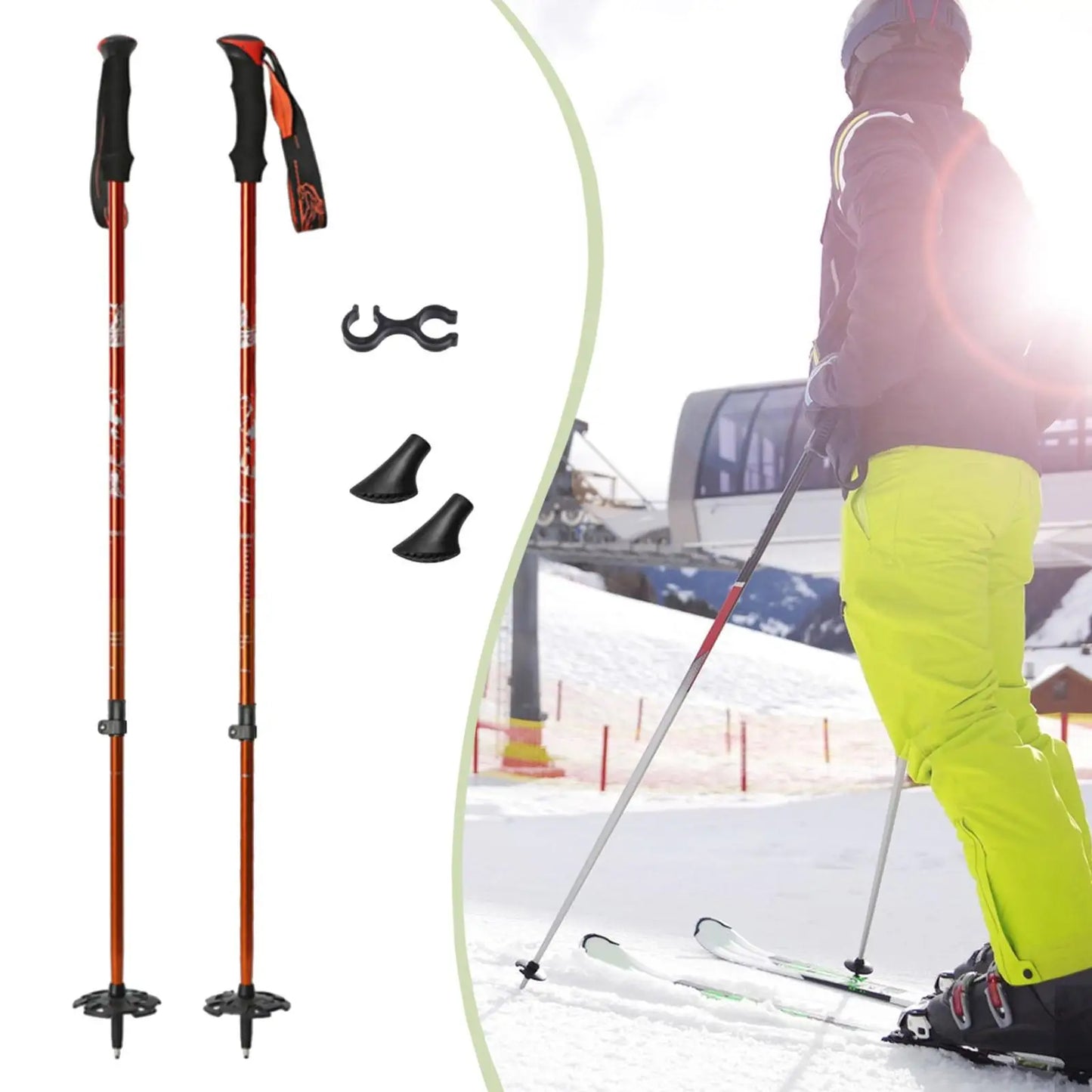 Skiing Pole Adjustable Trekking Poles for Outdoor Adventures Hiking Support Snowboarding Sturdy Walking Sticks for Mountains
