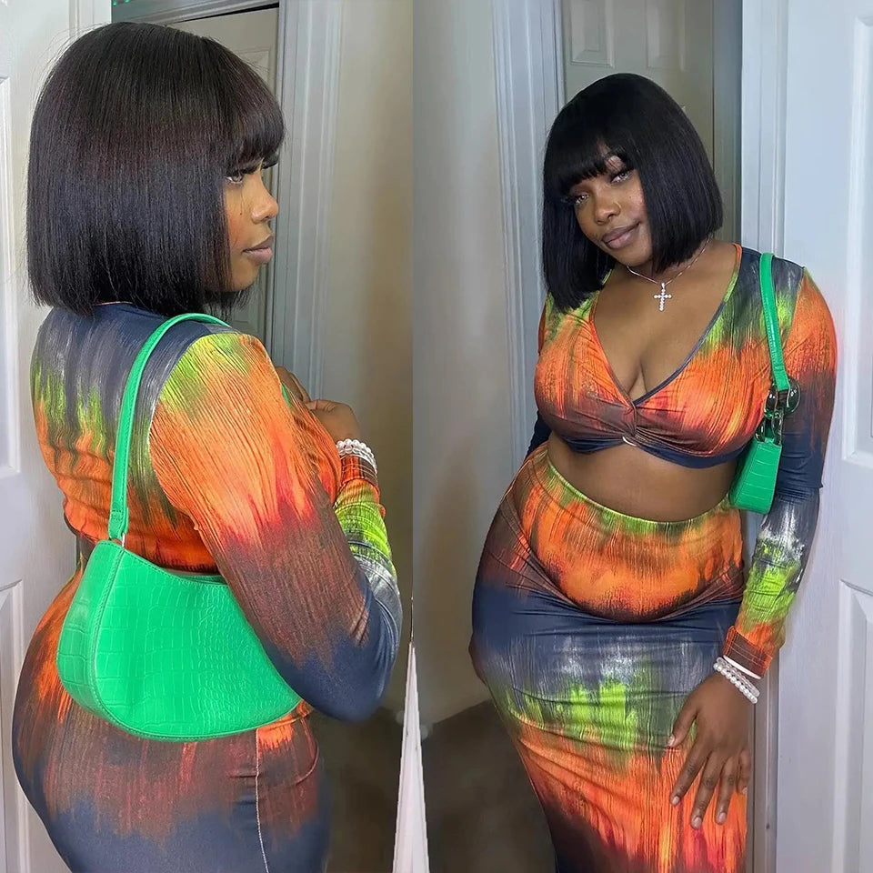 Glueless Highlight P1B/30 Short Bob 3x1 Lace Human Hair Wig Ready To Go Straight Bob With Bangs For Women Beginner Friendly