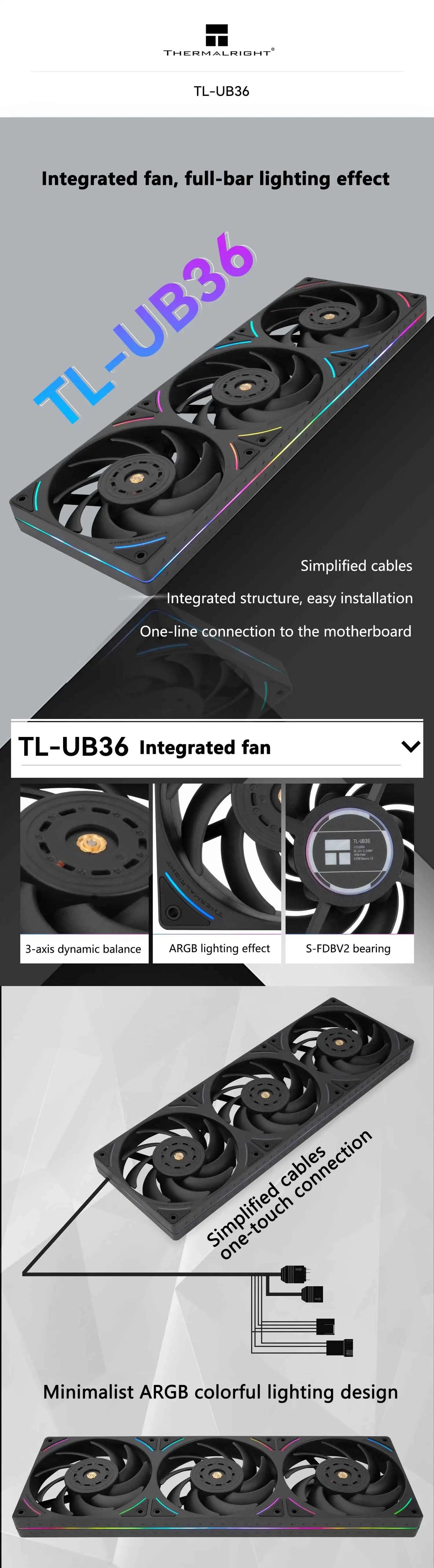 Thermalright TL-UB36/24 Integrated row fan,120x25mm,One-line connection to the motherboard，high-performance chassis cooling fan