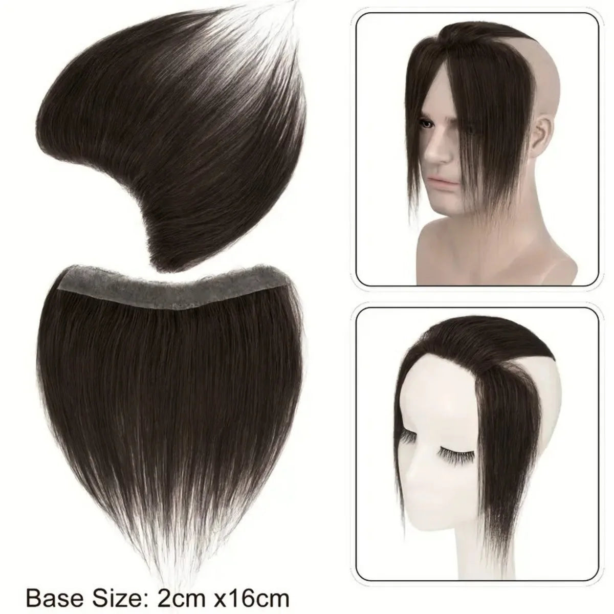 6 Inch Seamless Hairline Topper Natural Look Replacement for Forehead Fringe & Hairline Invisible Edge Adhesive Hair Extensions