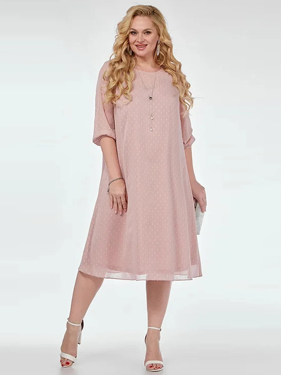 Plus Size Dress Pink Women Summer Half Sleeve Loose Casual Dress Big Large Size Women Clothing