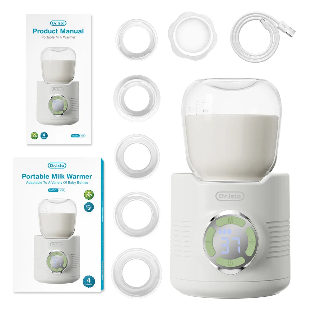 MAMIJOY Portable Baby Bottle Warmer 4 Gears Adjustable LED Display Prevent Dry Burn Tpye-c Interface For Multi-brand Bottles N38