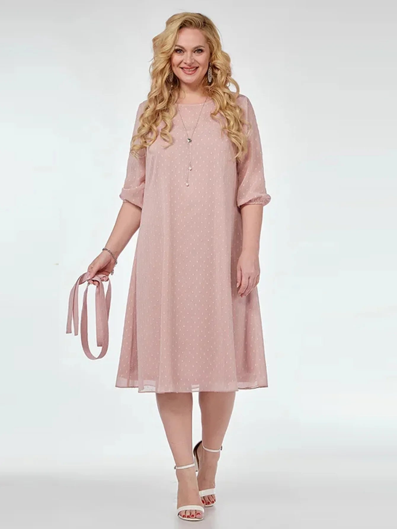 Plus Size Dress Pink Women Summer Half Sleeve Loose Casual Dress Big Large Size Women Clothing