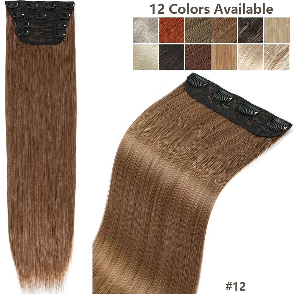 24Inches 200Grams M888 Ombre Blond 27/613 4Clips In Straight Hair Extensions Bio Heat Resistant Soft Nature Synthetic Hairpieces