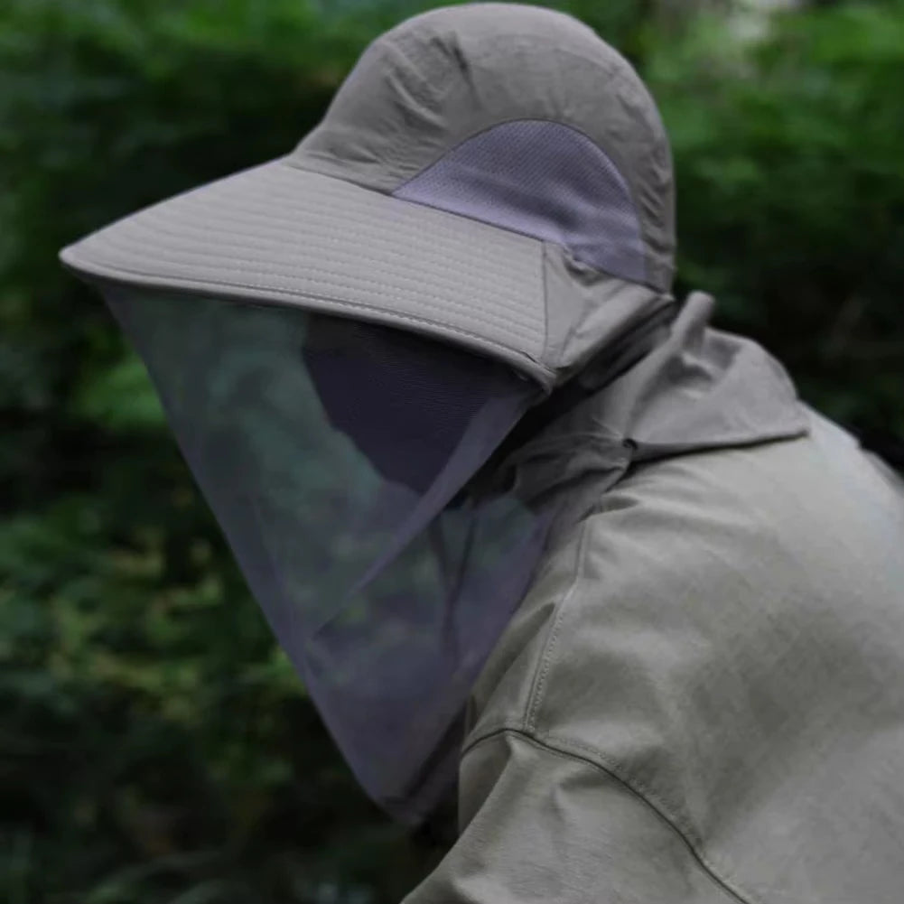 Anti-UV Sports Hat Fishing Insect Protective Cap Breathable Full-Mesh Head Net Hat Camping Hiking Hat Adjustable Unisex Hat