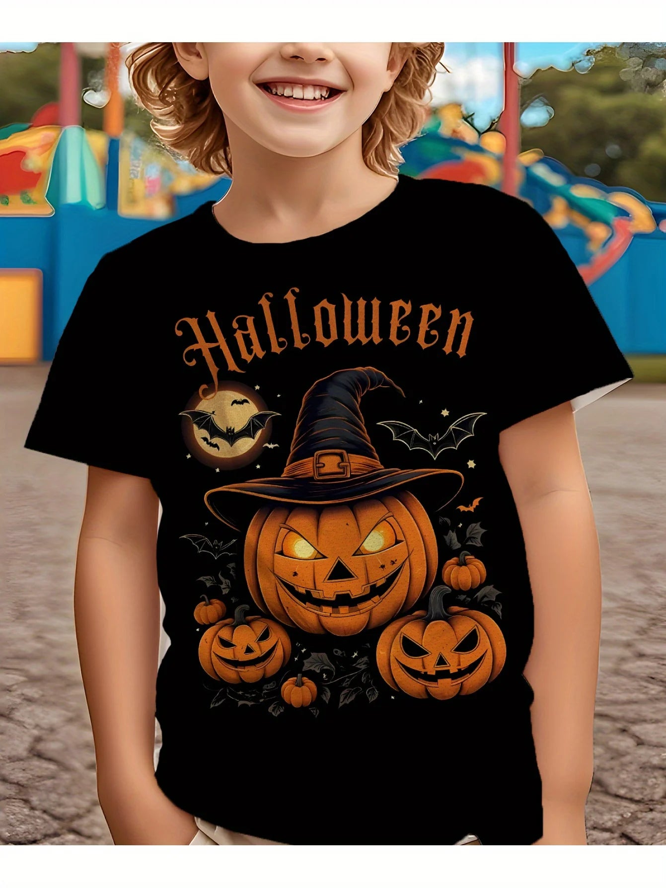 Children's Clothing Halloween Pumpkin Monster Graphic T-Shirt Boys Casual Short Sleeve Tee Halloween Gift for Kids Clothes 2-14Y