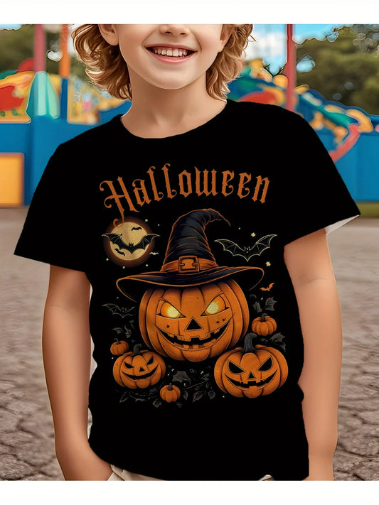 Children's Clothing Halloween Pumpkin Monster Graphic T-Shirt Boys Casual Short Sleeve Tee Halloween Gift for Kids Clothes 2-14Y