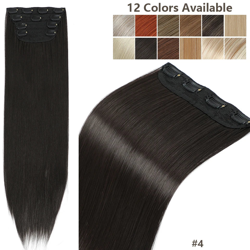 24Inches 200Grams M888 Ombre Blond 27/613 4Clips In Straight Hair Extensions Bio Heat Resistant Soft Nature Synthetic Hairpieces