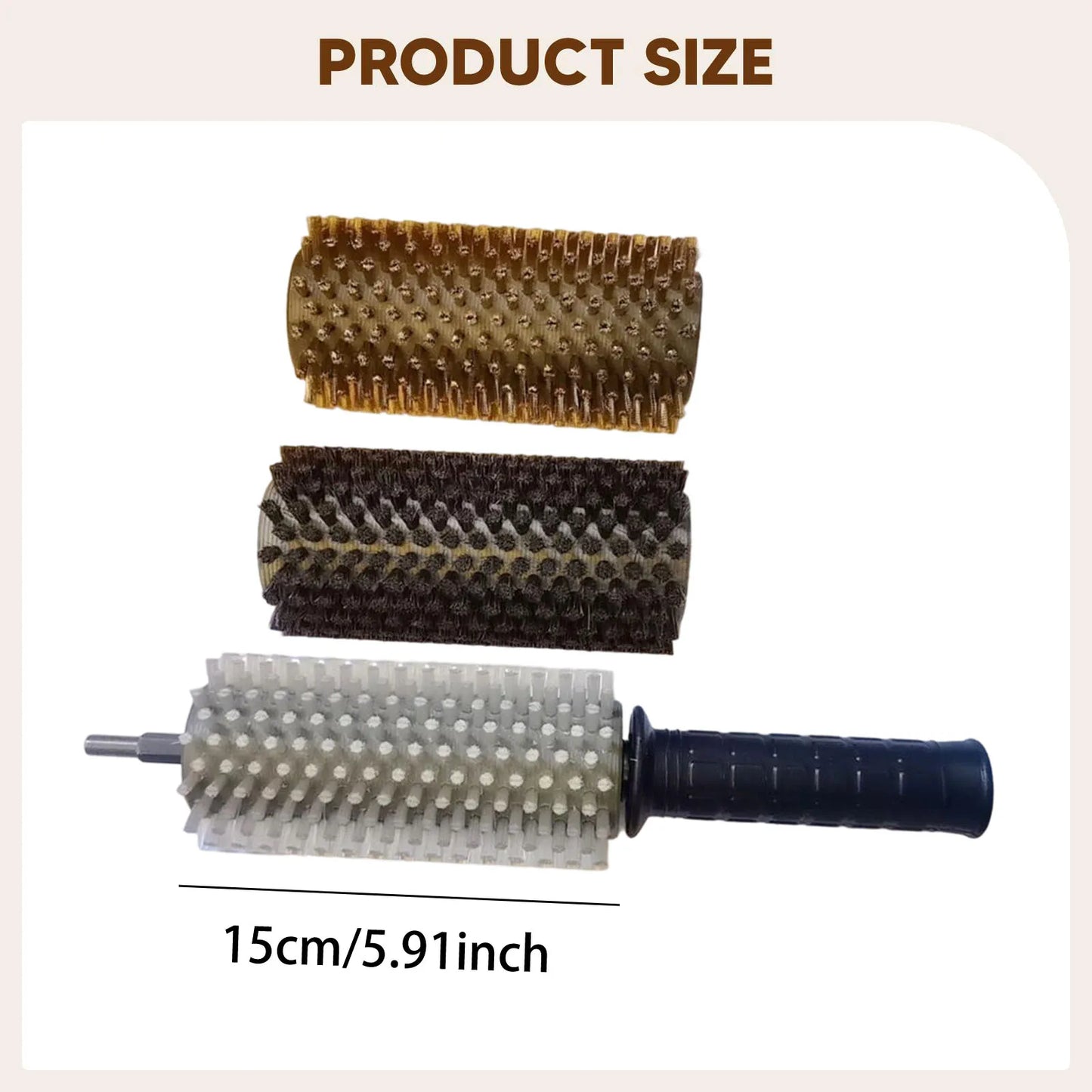 Snowboard Wax Brush Kit with Axle Handle Cover Roller Brush Nylon Brass Horsehair Professional Ski Wax Brushes Ski Wax Brush Kit