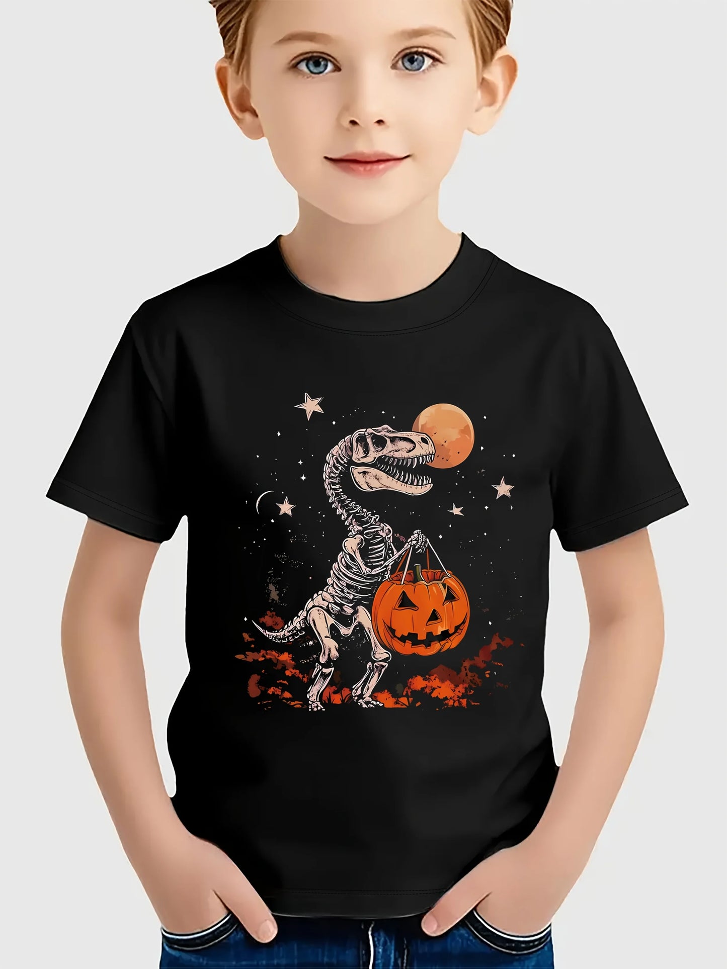 Children's Clothing Halloween Pumpkin Monster Graphic T-Shirt Boys Casual Short Sleeve Tee Halloween Gift for Kids Clothes 2-14Y