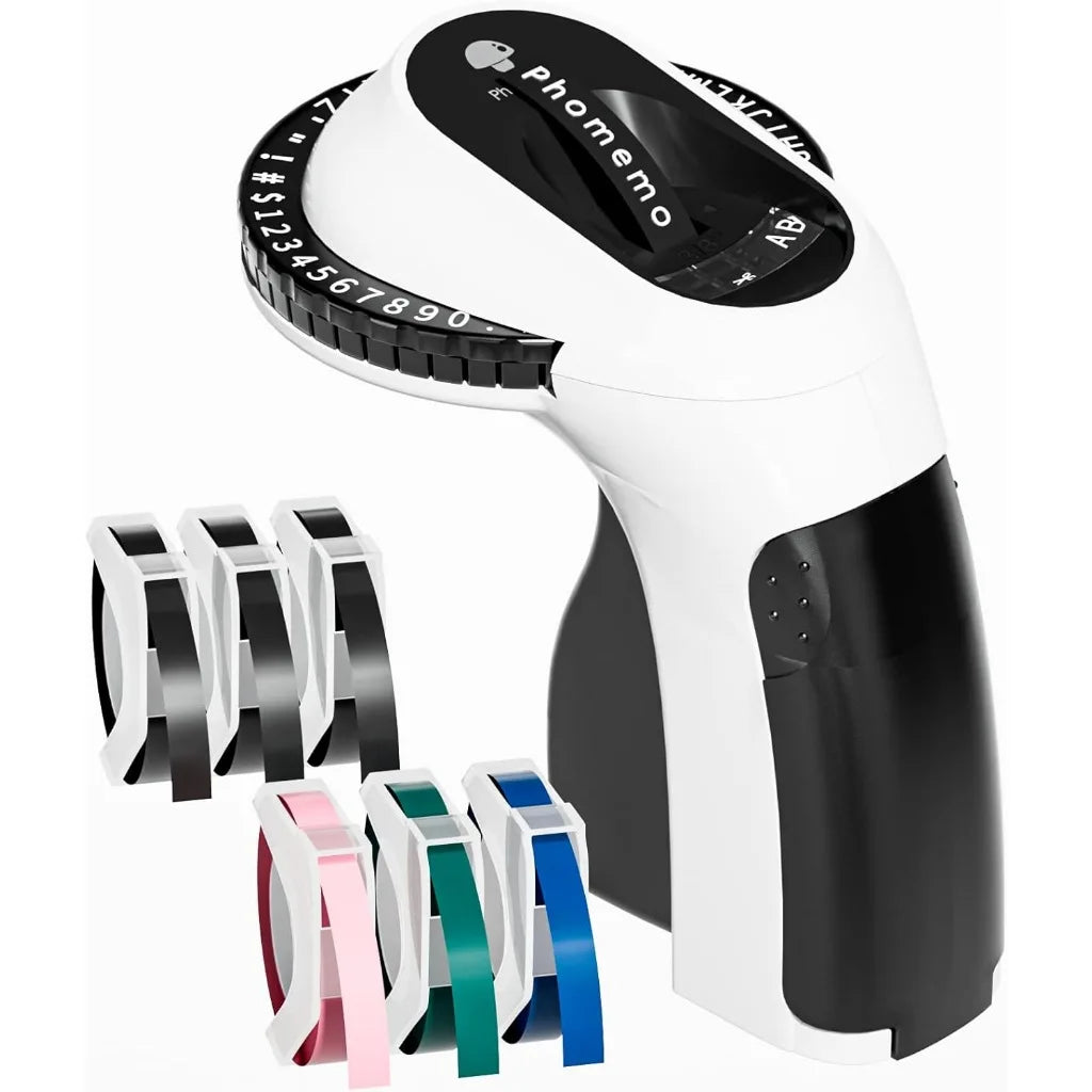 Phomemo E975 Embossing Label Machine with 6 Tapes 3D Portable Embossed Label Printer for Office Home