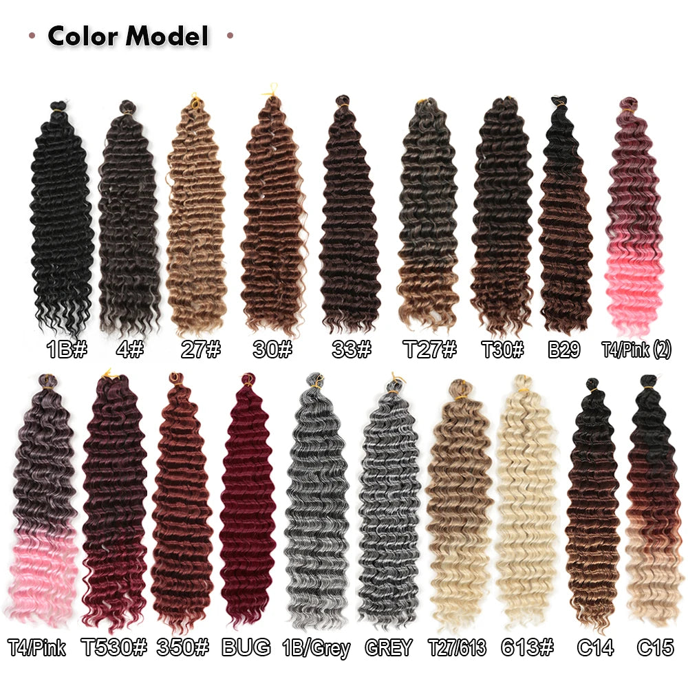 22-28 Inch Deep Wave Twist Crochet Hair Natural Synthetic Braid Hair Afro Curls Ombre Braiding Hair Extensions Hair Expo City