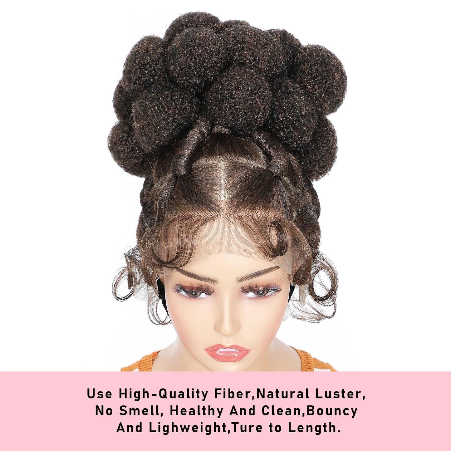Synthetic Bantu Braided Wigs 11 Inches Full Lace Braided Wig with Baby Hair Afro Short Wigs Knotless Box Braids Wigs for Women