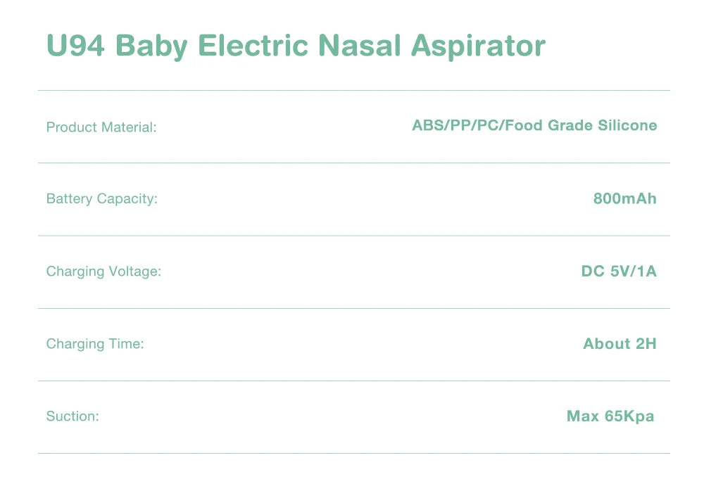 MAMIJOY Baby Nose Cleaner Silicone Adjustable Suction Electric Child Nasal Aspirator Safety Convenient Low Noise U94