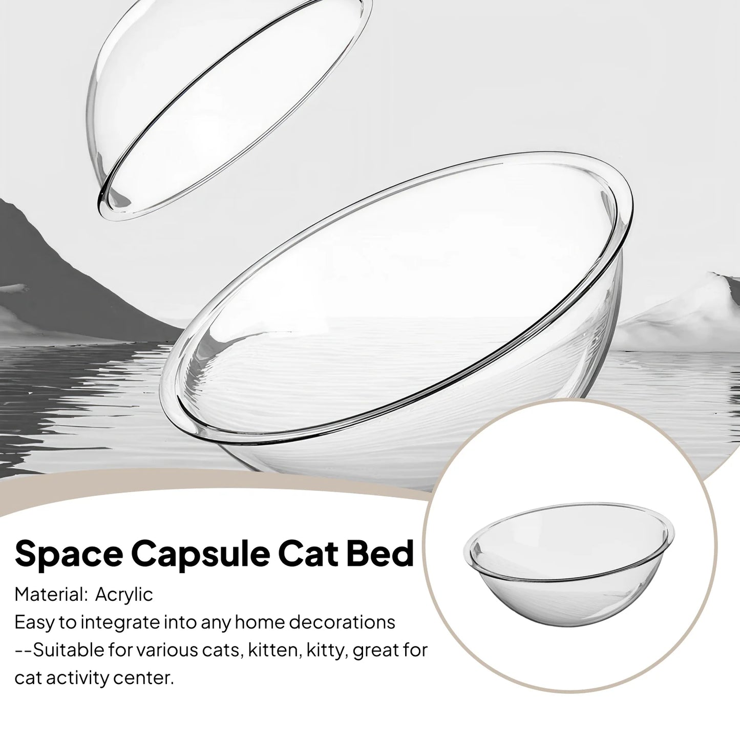 Cat Space Capsule Bed Cat Supplies Bed Replacement Cat Bowl Bed Pets Bed Capsule Dome Cover for Lounging Playing Sleeping Kitten