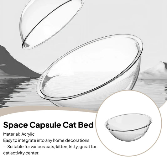Cat Space Capsule Bed Cat Supplies Bed Replacement Cat Bowl Bed Pets Bed Capsule Dome Cover for Lounging Playing Sleeping Kitten
