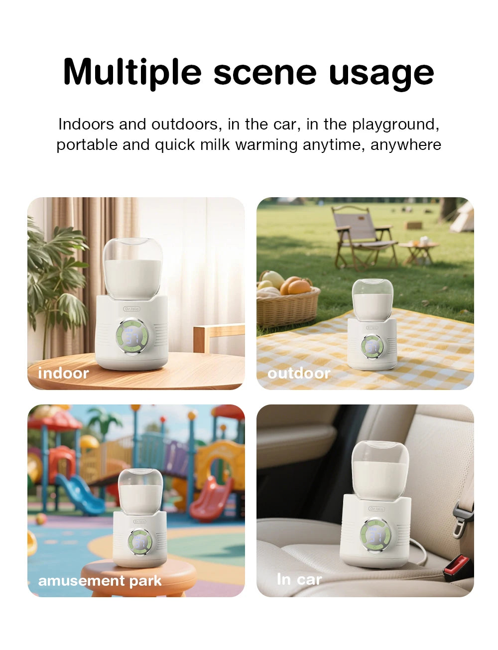 MAMIJOY Portable Baby Bottle Warmer 4 Gears Adjustable LED Display Prevent Dry Burn Tpye-c Interface For Multi-brand Bottles N38