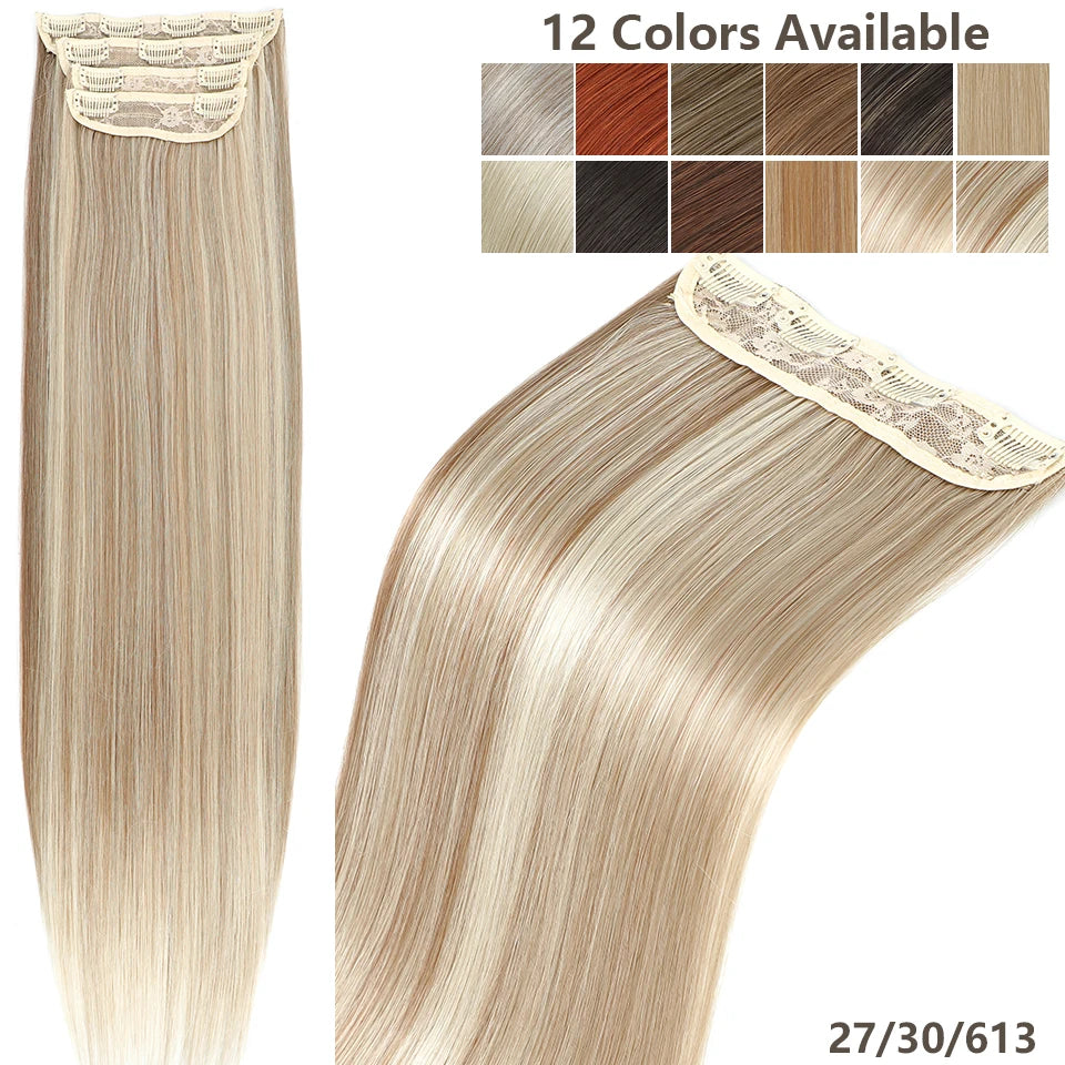 24Inches 200Grams M888 Ombre Blond 27/613 4Clips In Straight Hair Extensions Bio Heat Resistant Soft Nature Synthetic Hairpieces