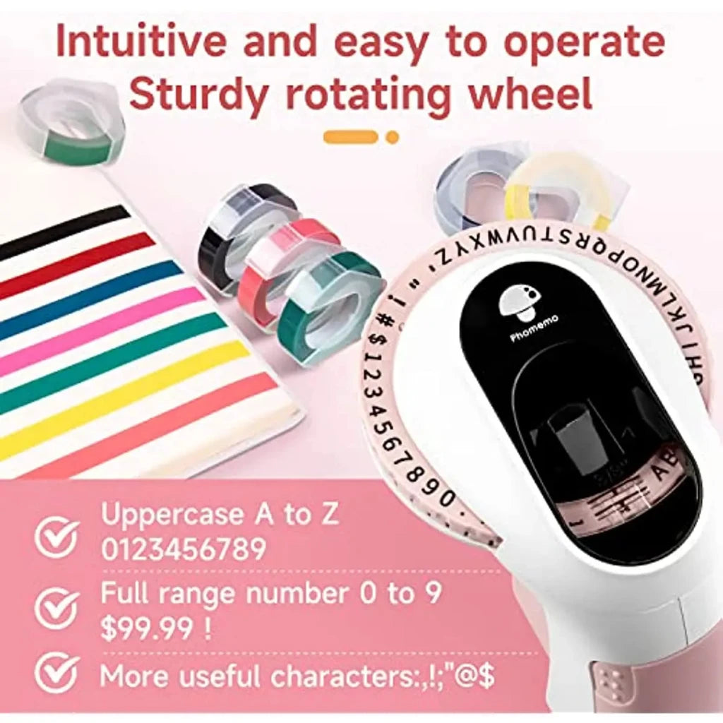 Phomemo E975 Embossing Label Machine with 6 Tapes 3D Portable Embossed Label Printer for Office Home