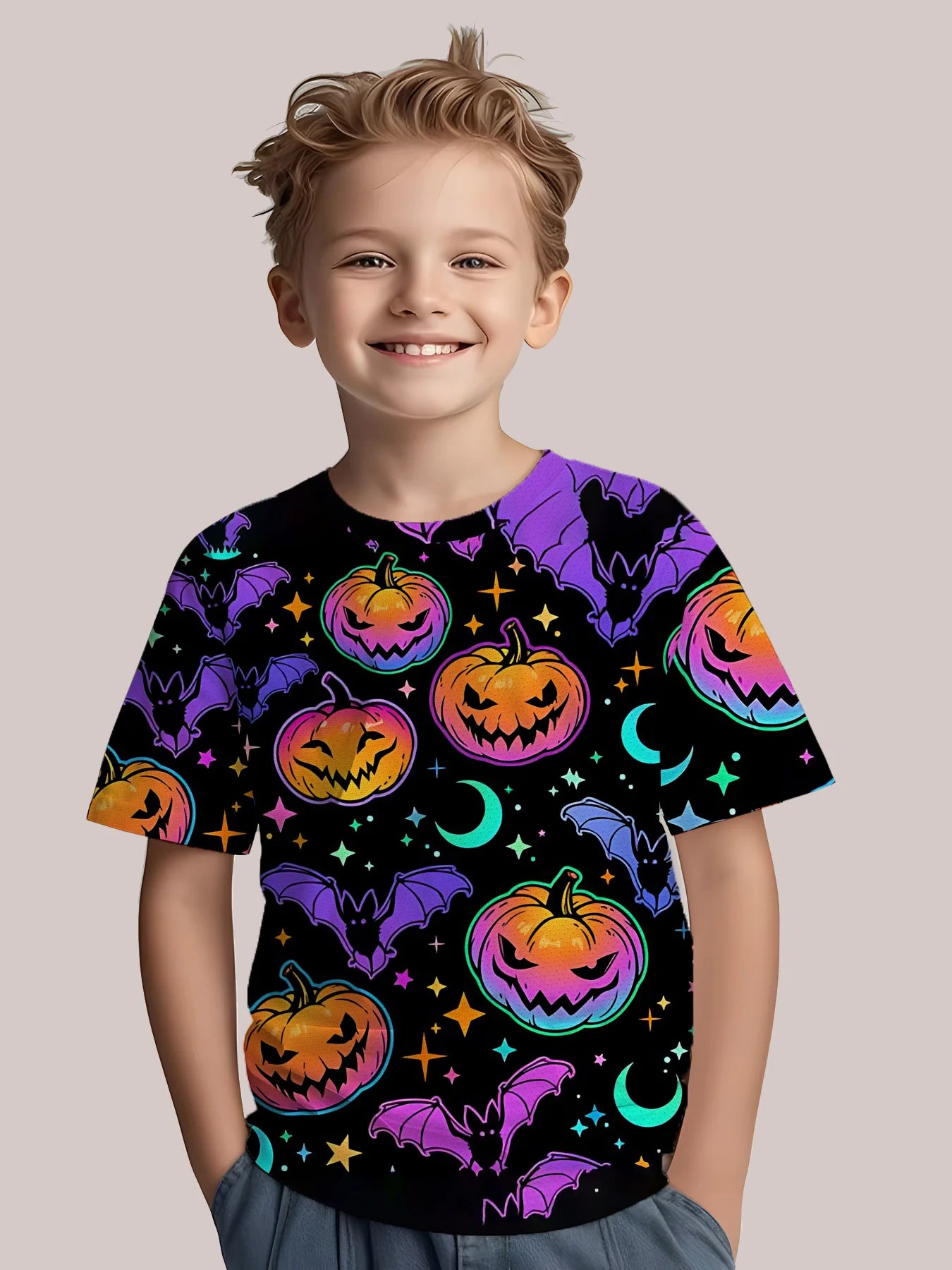 Children's Clothing Halloween Pumpkin Monster Graphic T-Shirt Boys Casual Short Sleeve Tee Halloween Gift for Kids Clothes 2-14Y