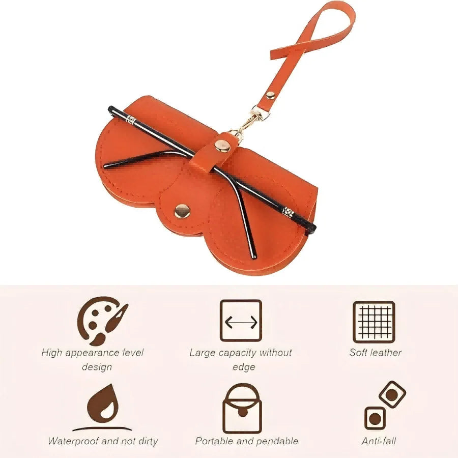 PU Leather Glasses Bag, Portable Sunglasses And Myopia Glasses Storage Bag, Anti-Pressure And Scratch-Resistant, With Anti-Lost Bracelet, Luggage Bags, Travel Bags And Accessories, Travel Storage Bag, Travel Glasses Bag, Perf