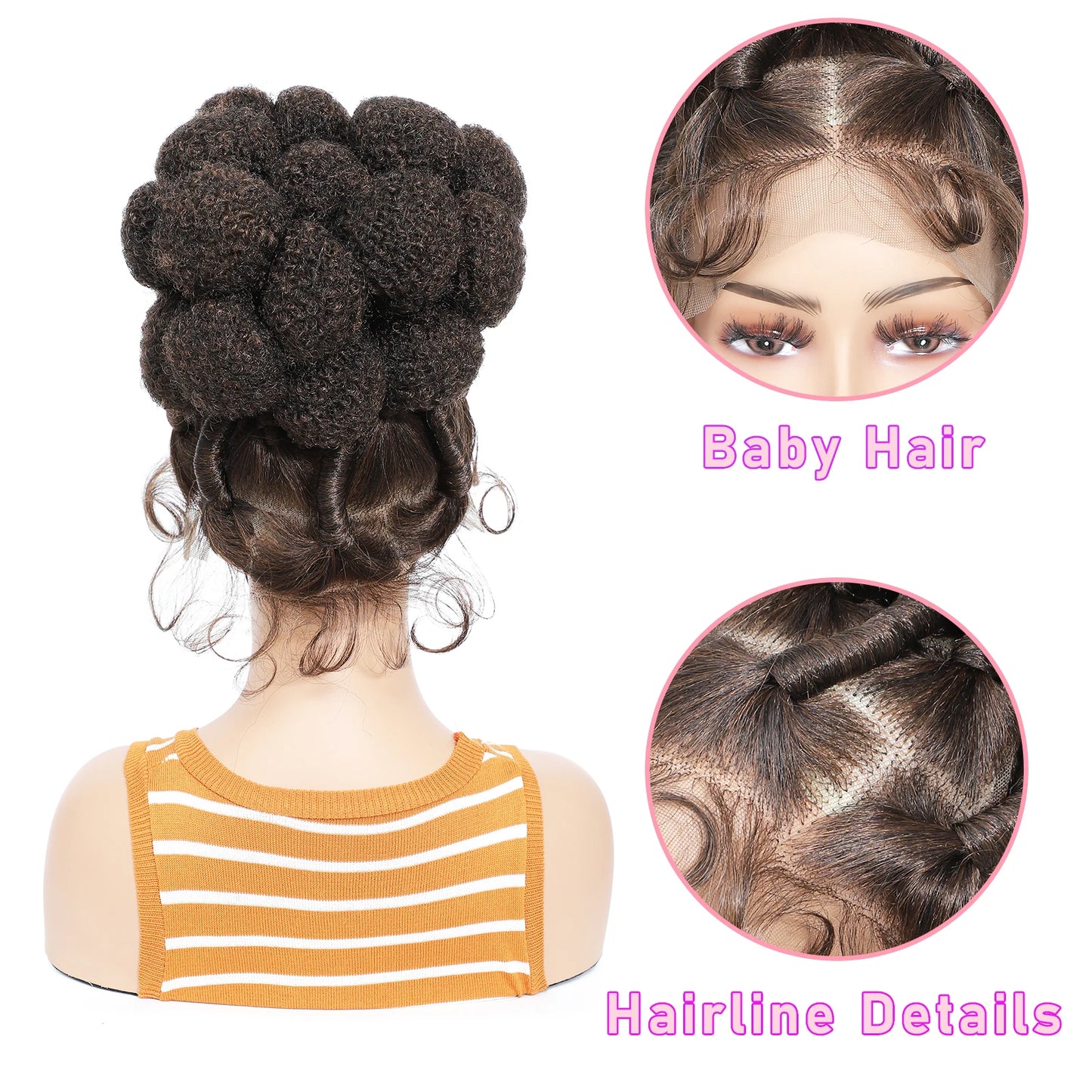 Synthetic Bantu Braided Wigs 11 Inches Full Lace Braided Wig with Baby Hair Afro Short Wigs Knotless Box Braids Wigs for Women