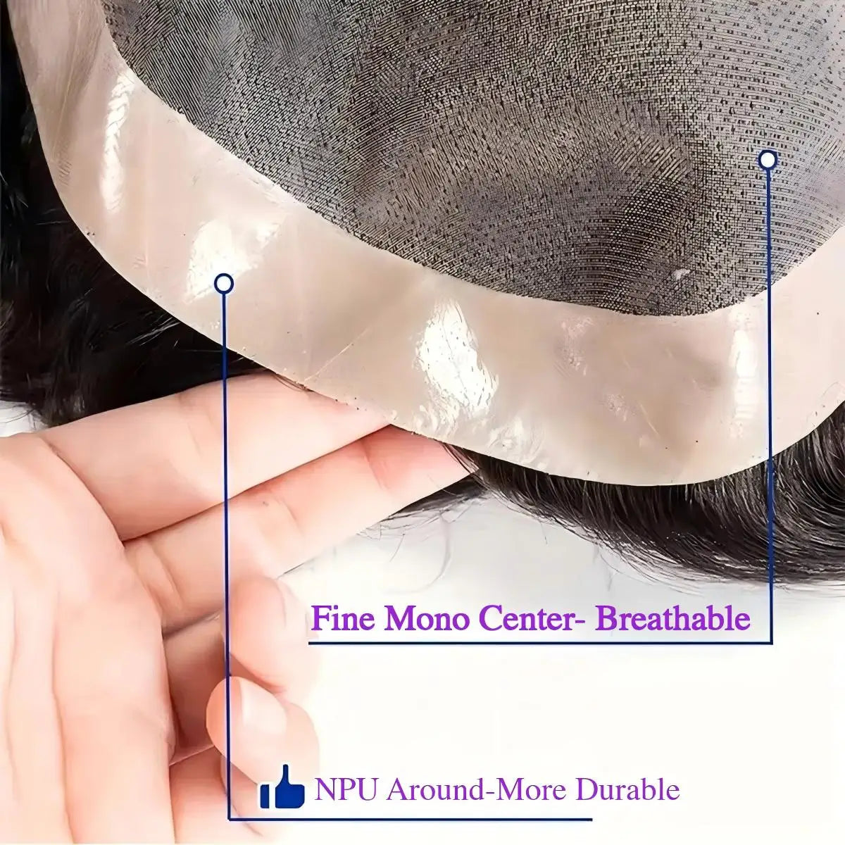 100% Human Hair Men's Toupee Fine Mono Base With Poly Skin Around Natural Men's Hair Replacement system Durable Wigs for Men
