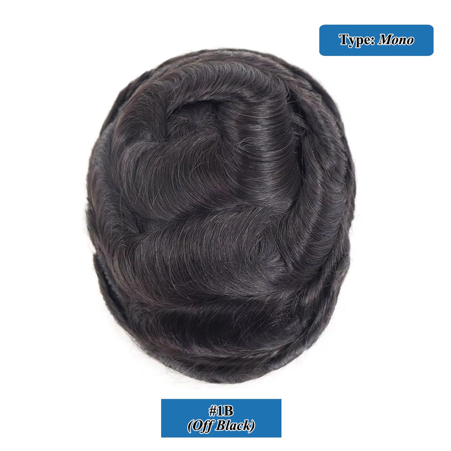 100% Human Hair Men's Toupee Fine Mono Base With Poly Skin Around Natural Men's Hair Replacement system Durable Wigs for Men