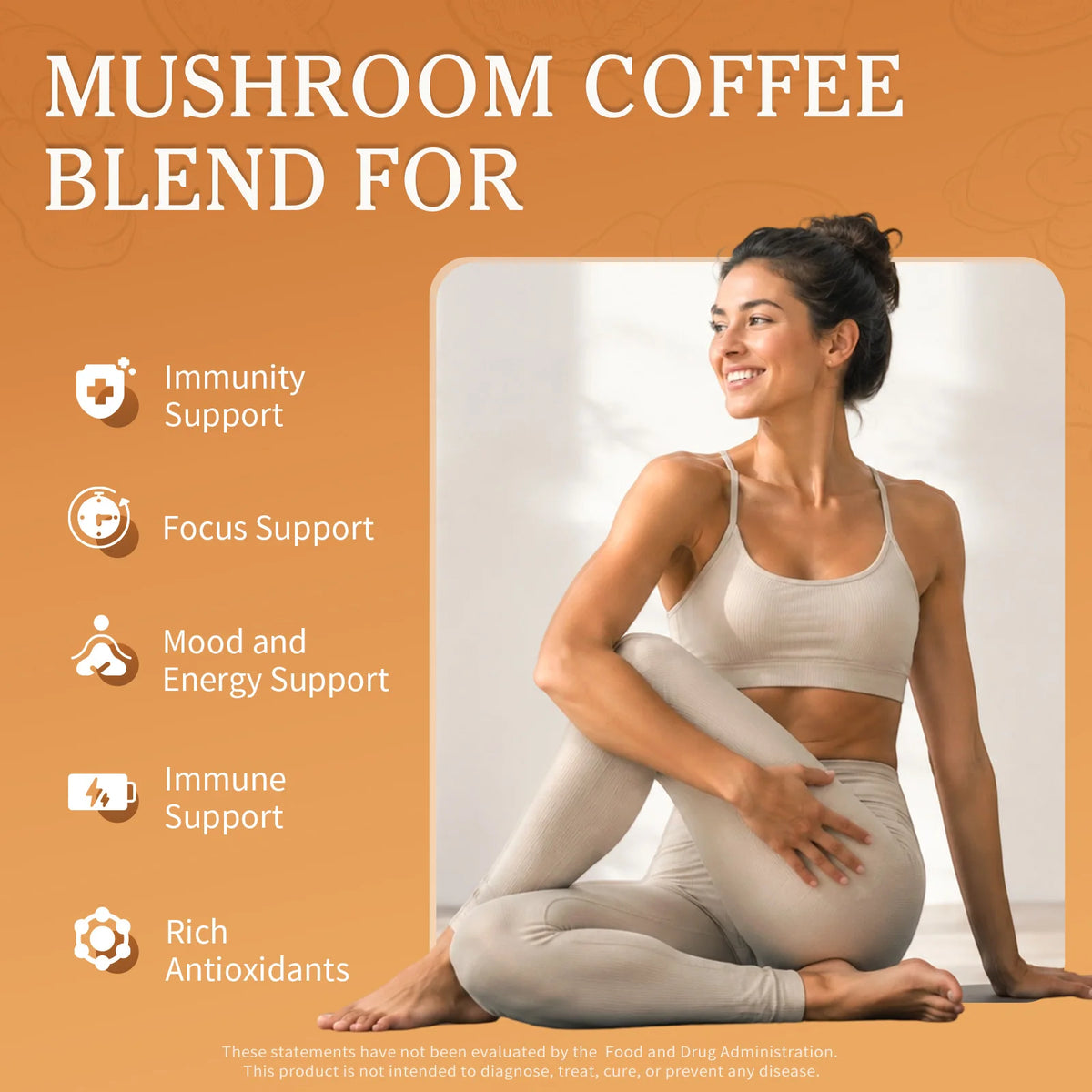Organic Lion Mane Mushroom Coffee with Reishi, Cordyceps- Support Energy, Mental Clarity & Focus, Brain Booster