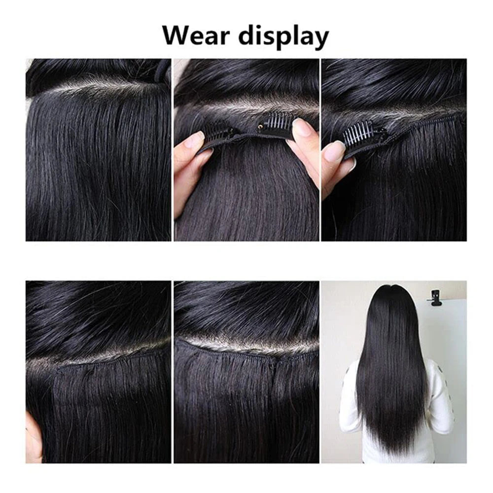 Clip In Hair Extensions Straight 100% Unprocessed Human Hair 8 Pcs/Set Full Head Seamless Brazilian Natural Black Clips ins Hair