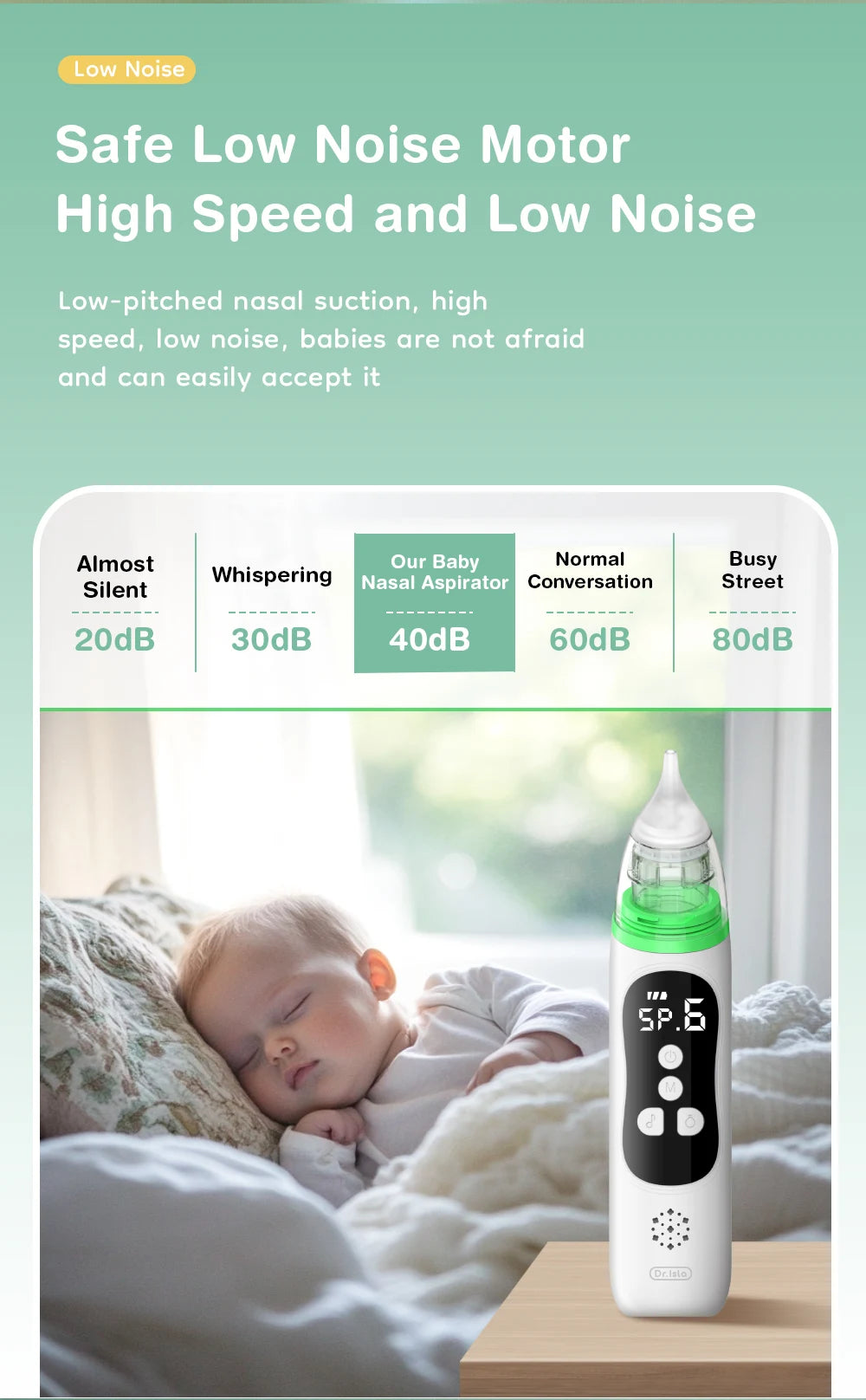 MAMIJOY Baby Nose Cleaner Silicone Adjustable Suction Electric Child Nasal Aspirator Safety Convenient Low Noise U94