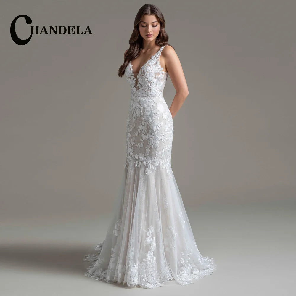 CHANDELA Off The Shoulder Princess Beach Wedding Dress For Women 2025 Sleeveless Bride Ruffles Bridal Gown Vestidos Customised
