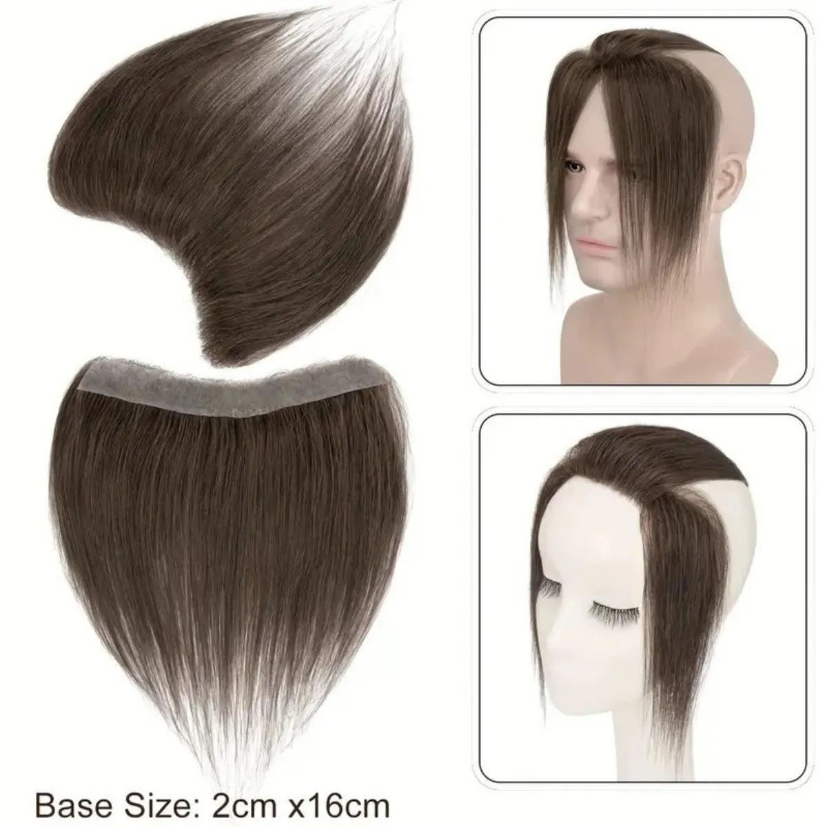 6 Inch Seamless Hairline Topper Natural Look Replacement for Forehead Fringe & Hairline Invisible Edge Adhesive Hair Extensions